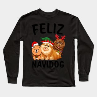 Feliz Navidog Chow Chow Reindeer Christmas Light Long Sleeve T-Shirt